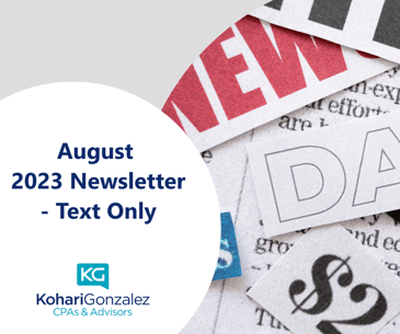 August 2023 Newsletter - Text Only