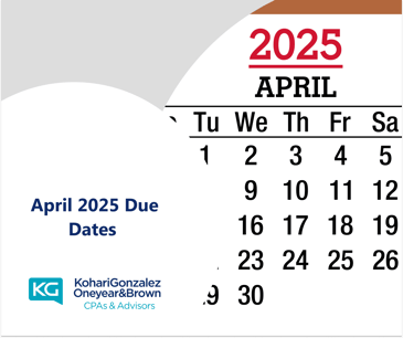 April 2025 Due Dates