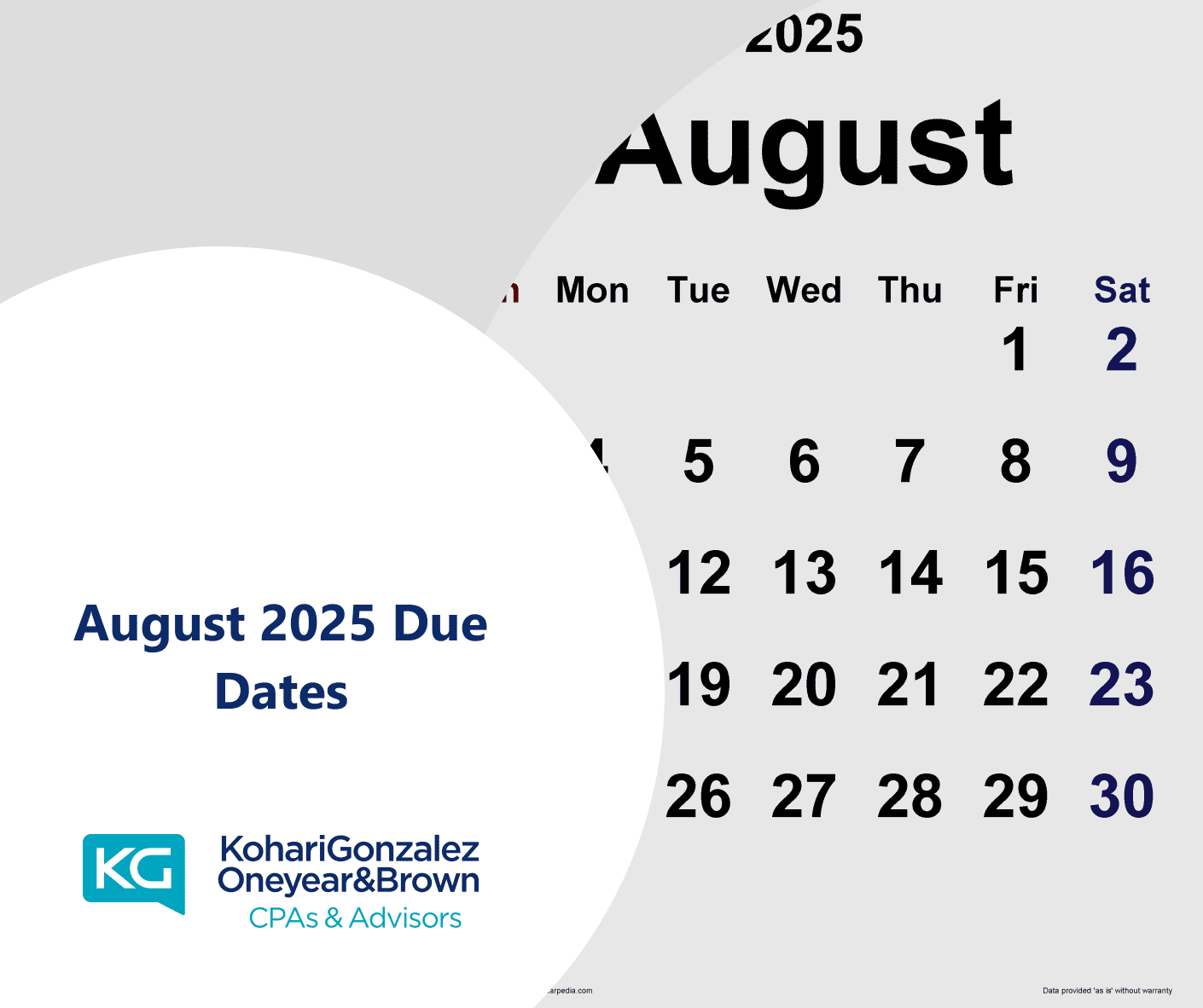 August 2025 Due Dates
