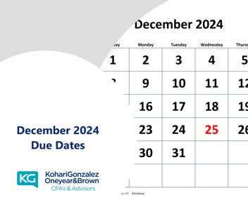 December 2024 Due Dates