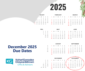 December 2025 Due Dates