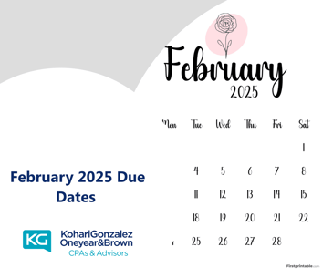 February 2025 Due Dates