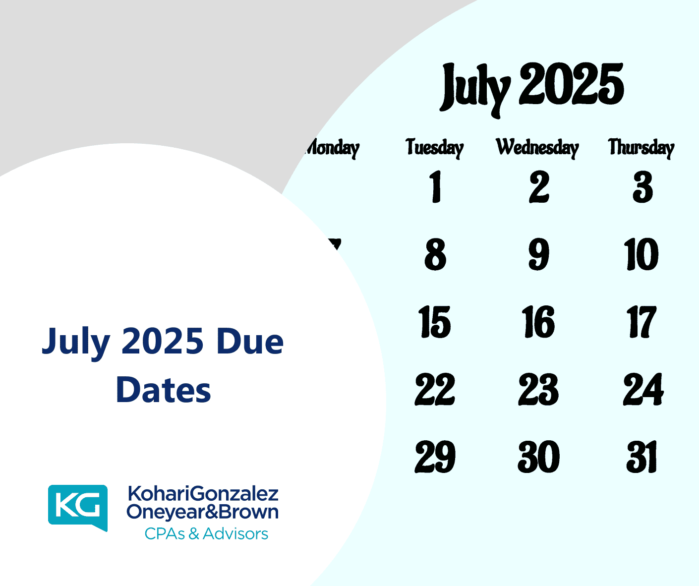 July 2025 Due Dates