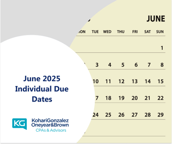 June 2025 Individual Due Dates