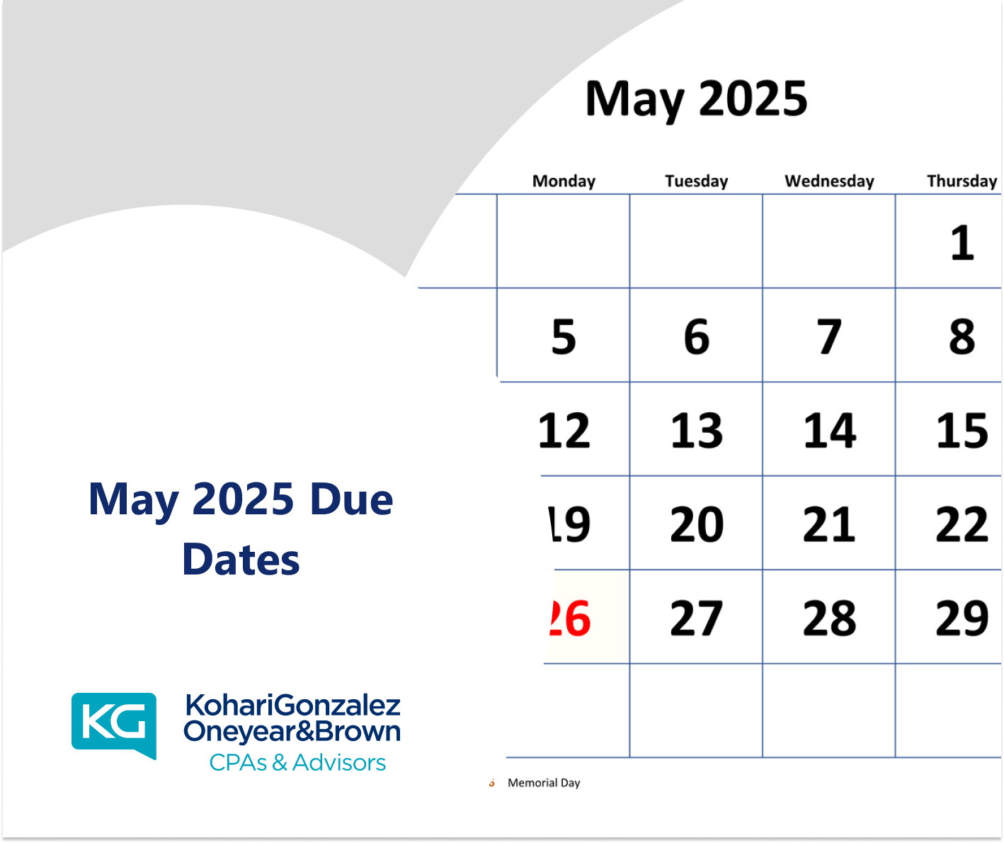 May 2025 Due Dates