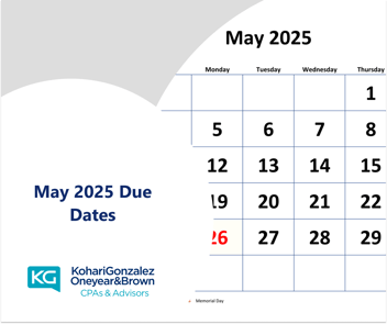 May 2025 Due Dates