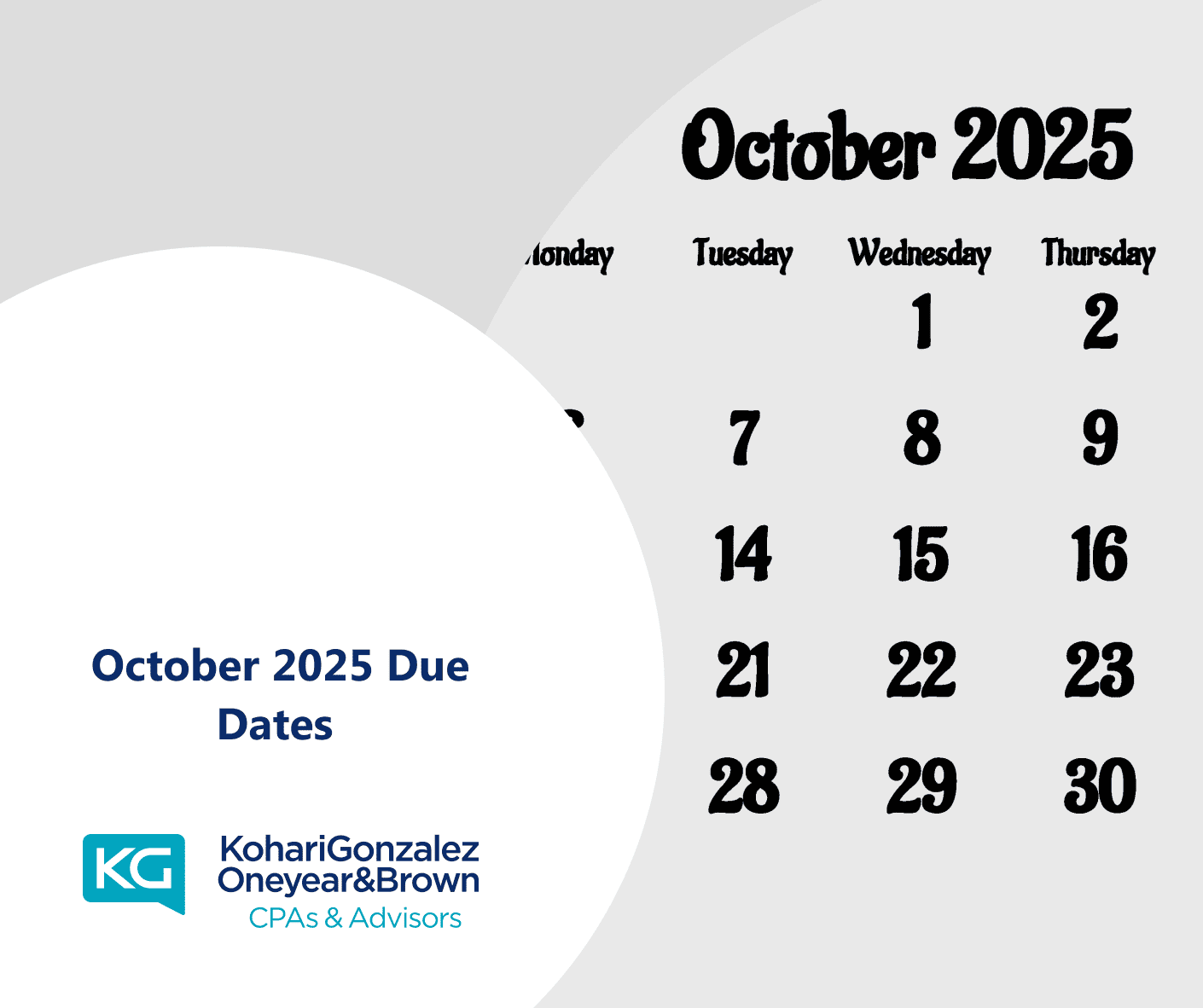 October 2025 Due Dates