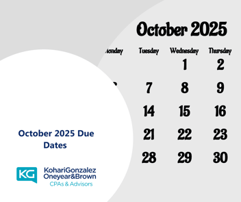 October 2025 Due Dates