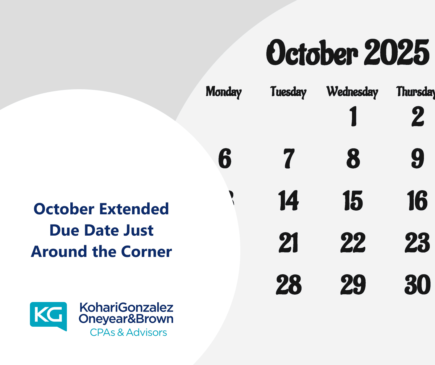 October Extended Due Date Just Around the Corner