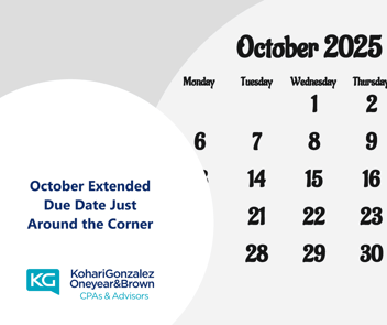 October Extended Due Date Just Around the Corner
