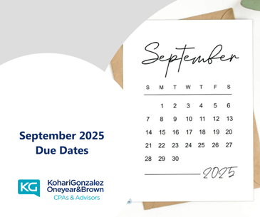 September 2025 Due Dates